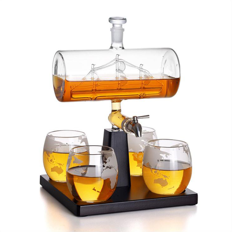Decanter Globe Set - Carafe à whisky de forme Antique,