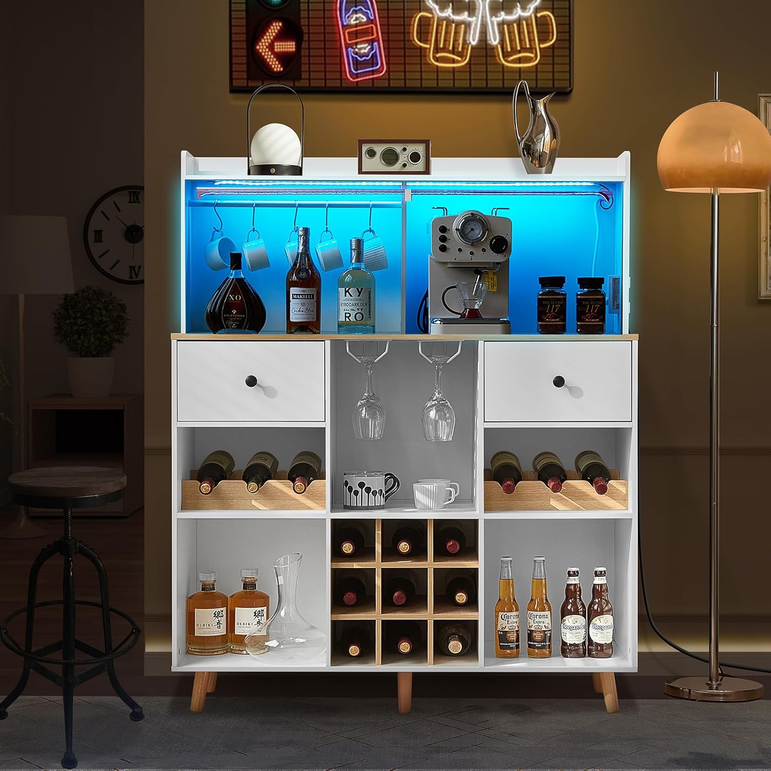 Home Bar Shelves - Armoire à vin avec prise de