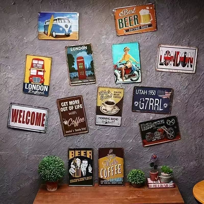 Panneau en métal vintage 8x12  - Home Bar Cafe avis et prix
